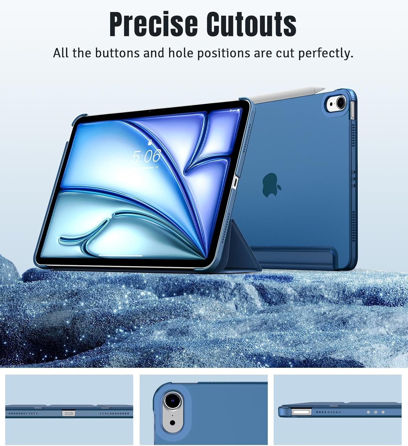 TiMOVO for iPad Air 11 Inch Case (M3/M2-2025/2024), iPad Air 5th Generation 2022/4th Gen 2020 10.9 Inch, Slim Hard Translucent Back Cover, Support Auto Wake/Sleep, Abyss Blue - Image 6