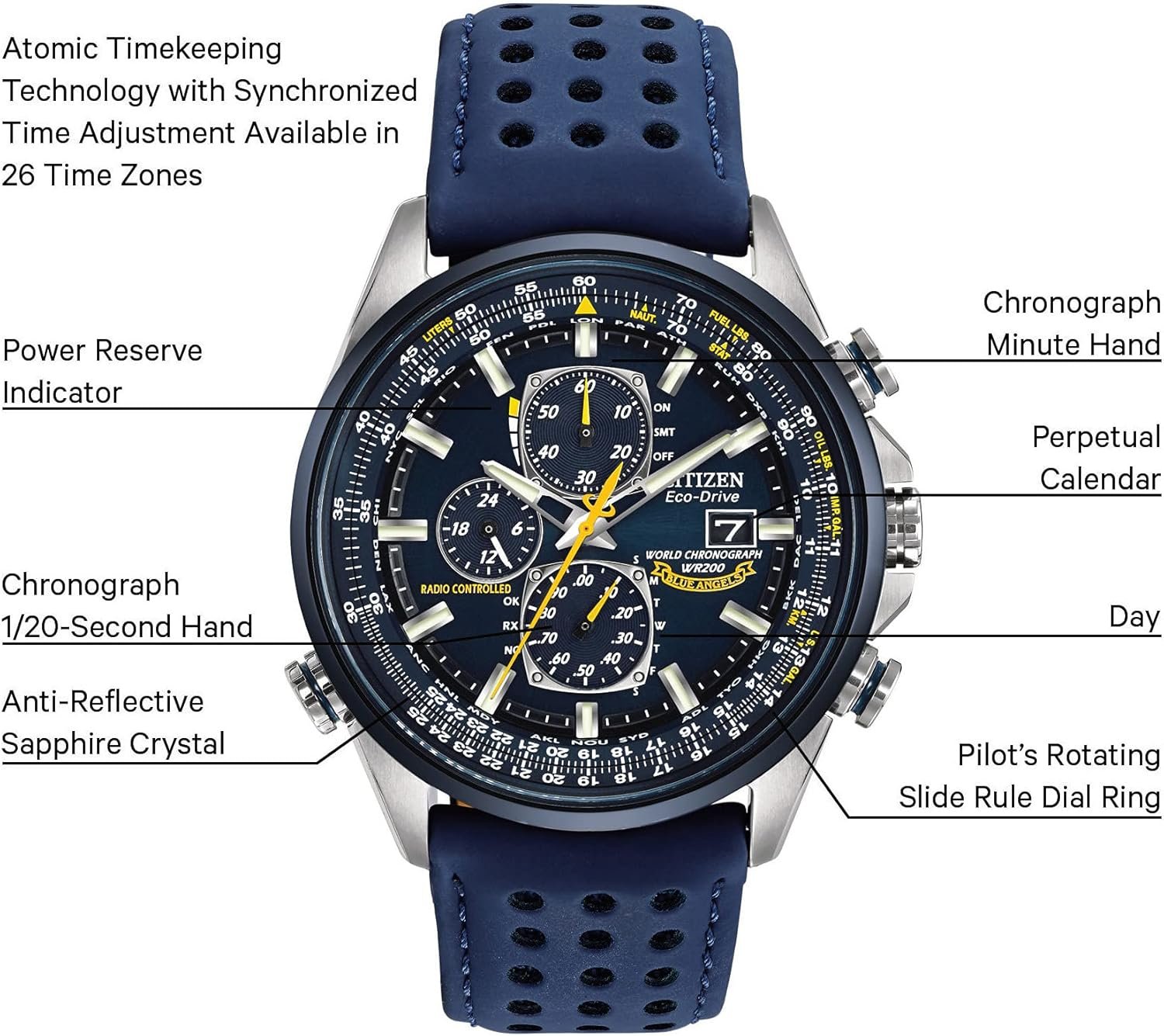 Citizen Men's Eco-Drive Sport Luxury World Chronograph Atomic Time Keeping Watch - Image 6