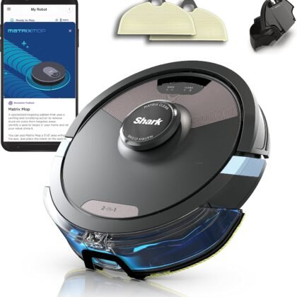 SHARK RV2620WD AI Ultra Robot Vacuum and Mop with Matrix Clean Navigation, CleanEdge Technology, Perfect for Pet Hair, Carpets, Hard Floors, Compatible with Alexa, Black/Mocha