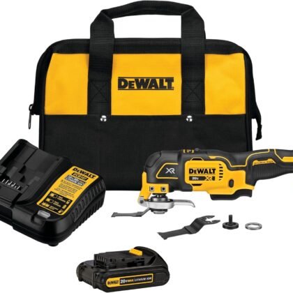 DEWALT 20V MAX XR Oscillating Tool Kit with Blades, 3 Speed Cordless Brushless Multitool, Up to 20,000 OPM, LED Light, Battery and Charger Included (DCS356C1)