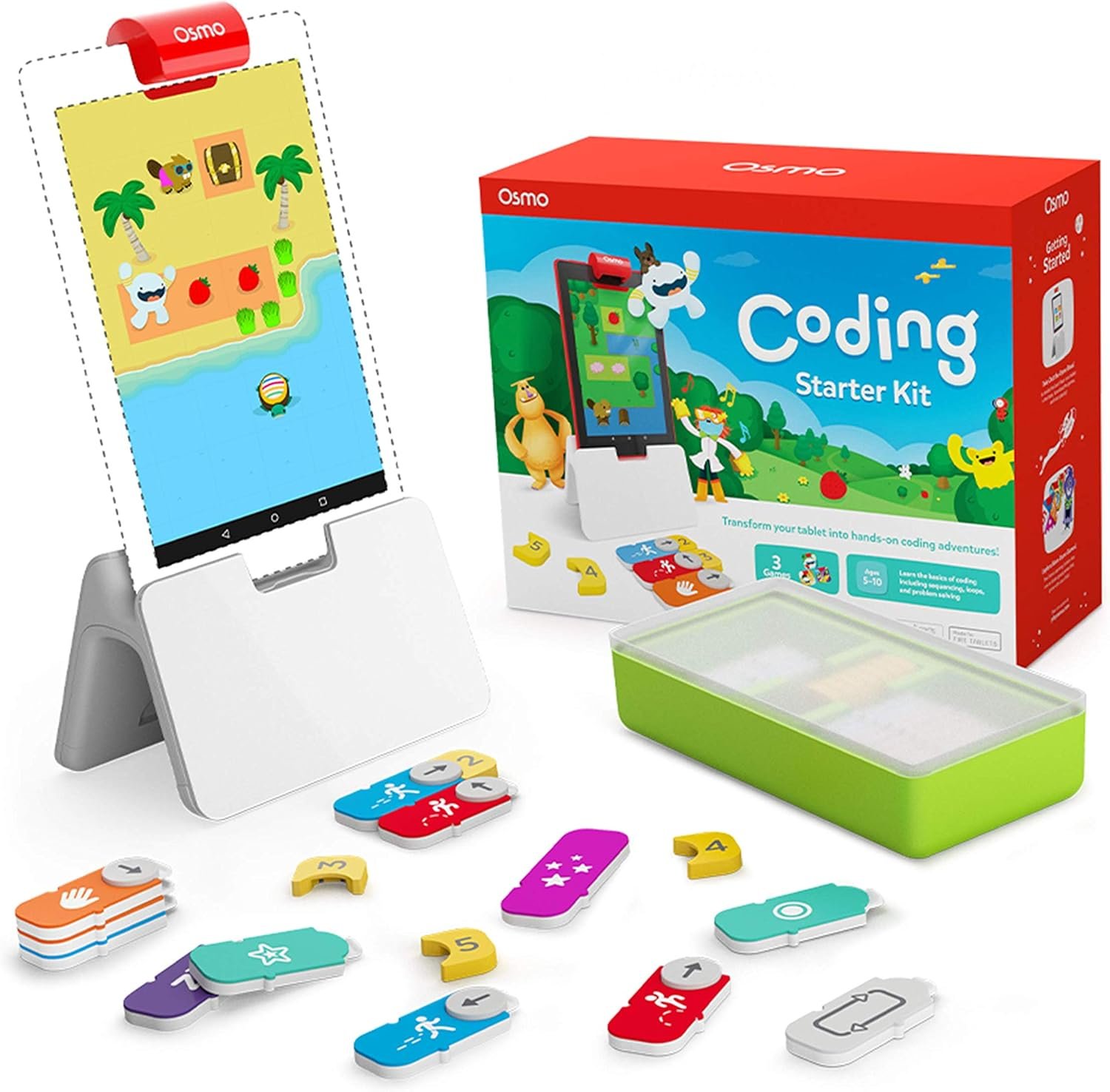 Osmo-Coding Starter Kit for Fire Tablet-3 Educational Learning Games Ages 5-10+-Learn to Code,Coding Basics & Coding Puzzles-STEM Toy Gifts,Boy & Girl(Osmo Fire Tablet Base Included-Amazon Exclusive)