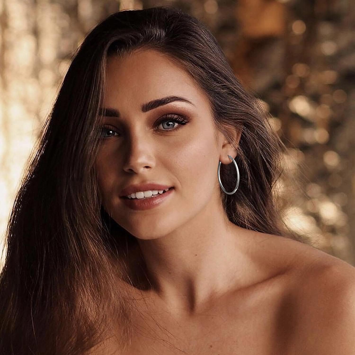 Gacimy Gold Hoop Earrings for Women 14K Real Gold Plated Hoops with 925 Sterling Silver Post - Image 2