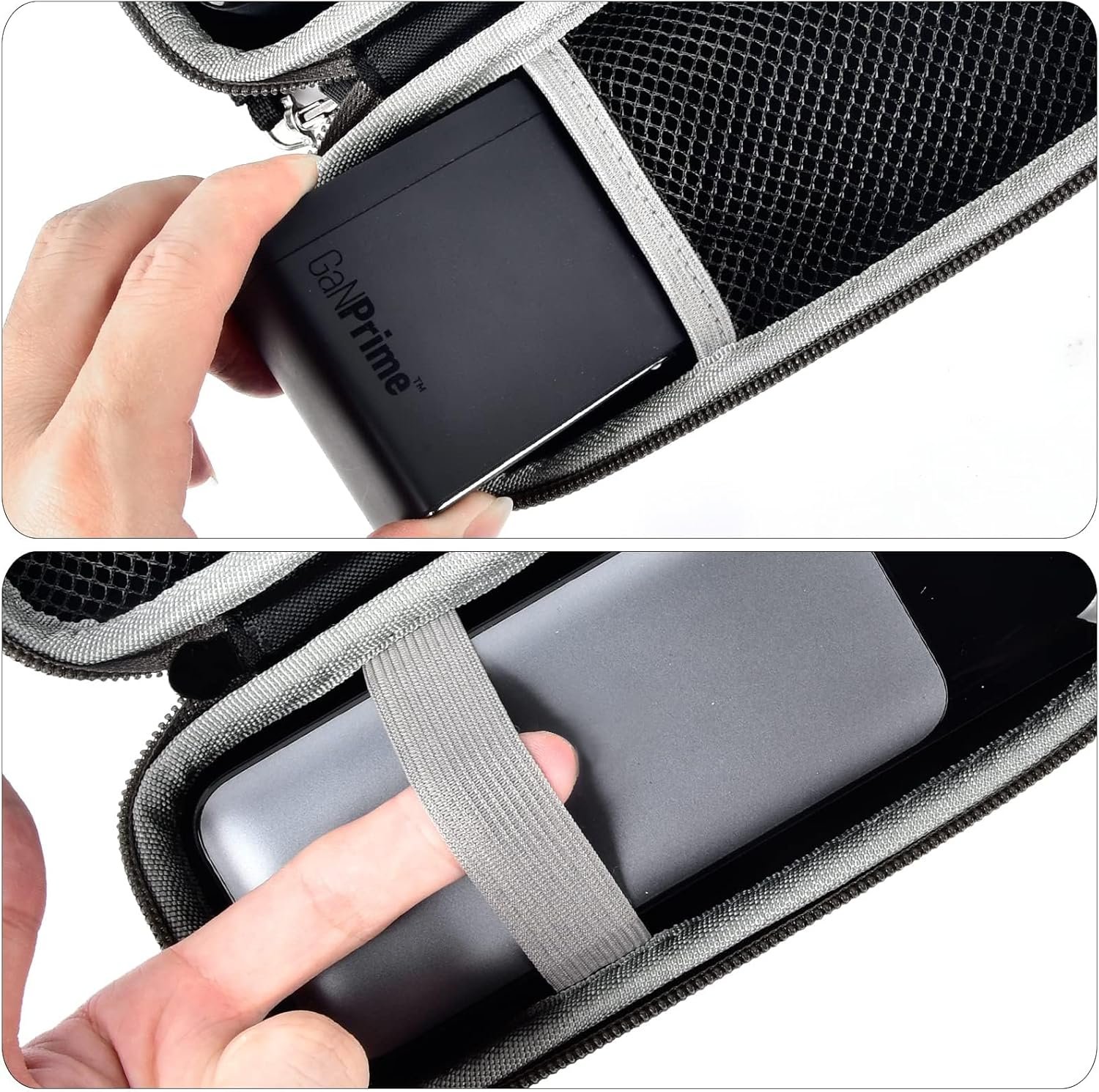 casmilee Case Compatible with Anker 737/735/ 736/717 USB-C Portable Charger Power Bank, Fast Foldable Wall PowerBank Bag for GaN Prime Nano II AC Adapter, Powercore Pocket for lights Cable - Black - Image 5