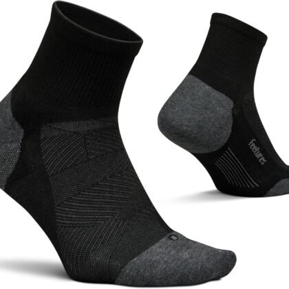 Feetures Elite Max Cushion Quarter Sock- Athletic Running Socks for Men & Women, Targeted Compression, Moisture Wicking