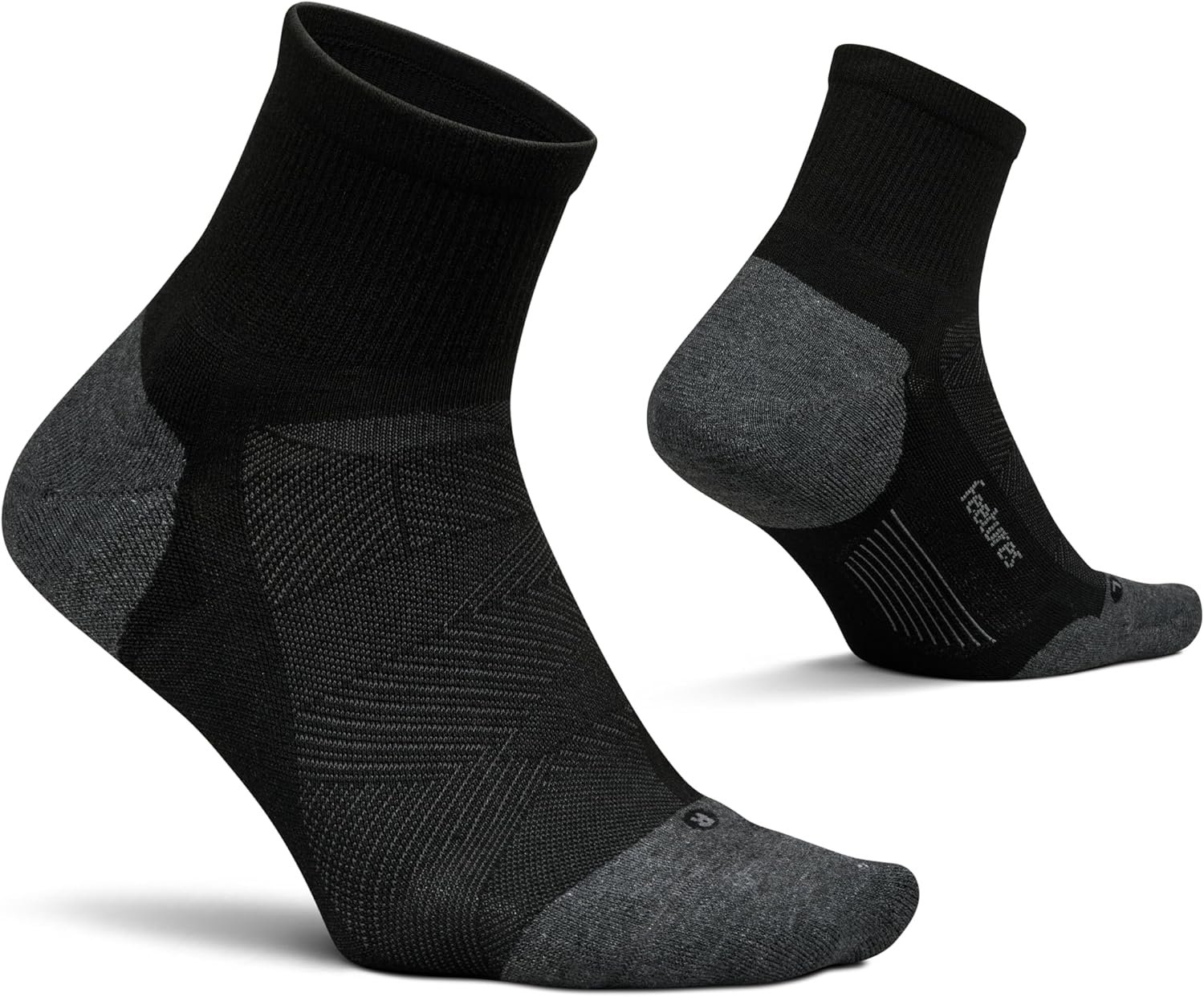 Feetures Elite Max Cushion Quarter Sock- Athletic Running Socks for Men & Women, Targeted Compression, Moisture Wicking