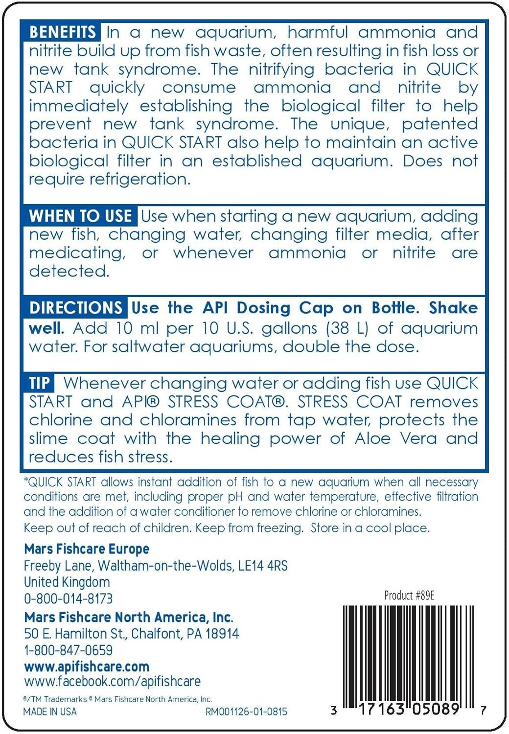 API QUICK START Freshwater and Saltwater Aquarium Nitrifying Bacteria 16-Ounce Bottle - Image 2