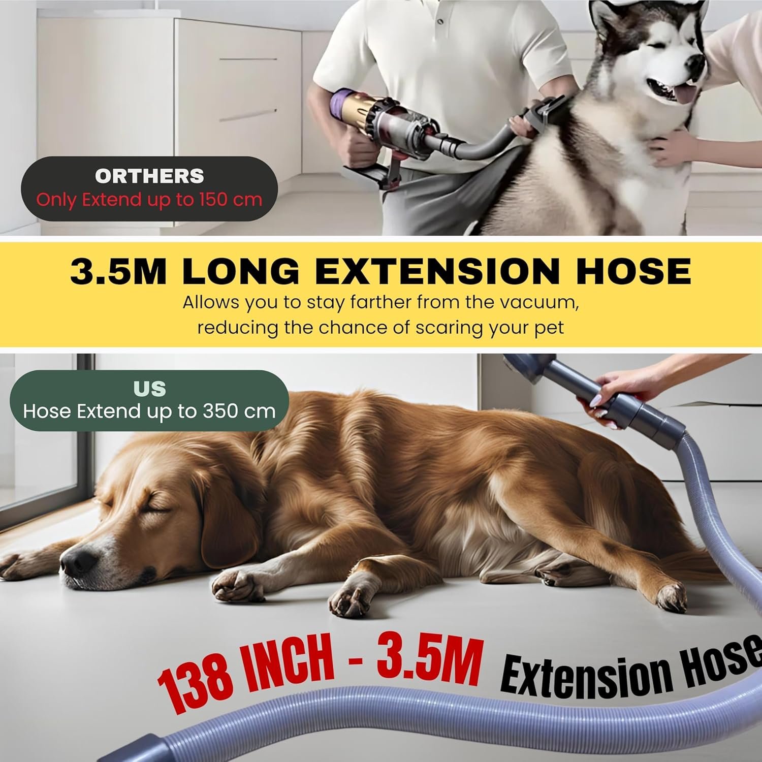 Pet Hair Grooming Brush Vacuum Attachment for Dyson V7 V8 V10 V11 V15/Big Ball/V6 DC58 DC59, Compatible with Shark NV501/HV322/HV301 Miele 1-3/8'' & Small Shop Vacs 1.25" – Cat/Dog Grooming Brush - Image 4