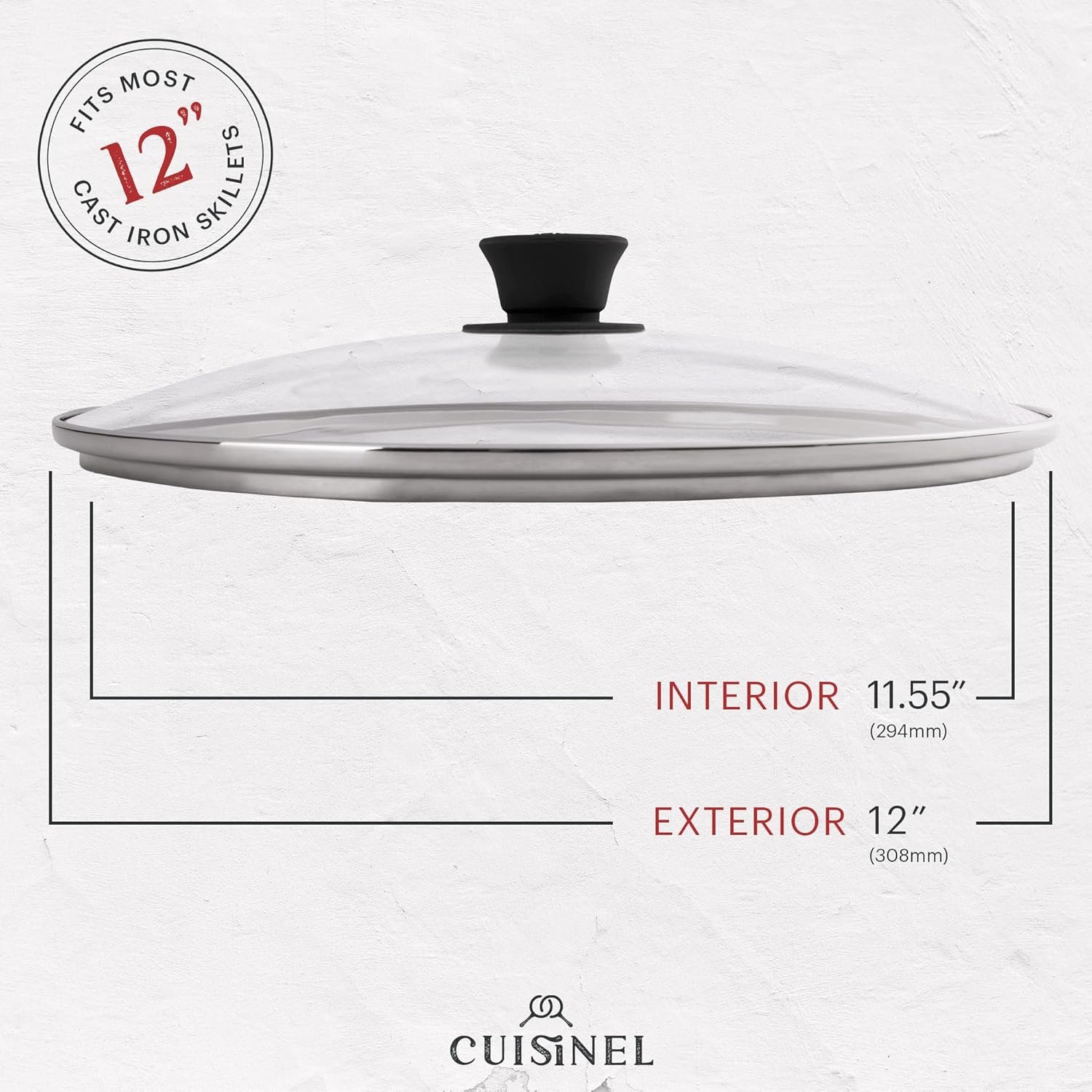 Cuisinel Pre-Seasoned Cast Iron Skillet (12-Inch) W/Tempered Glass Lid and Handle Cover Oven Safe Cookware | Heat-Resistant Holder | Indoor and Outdoor Use | Grill, Stovetop, Induction Safe - Image 5