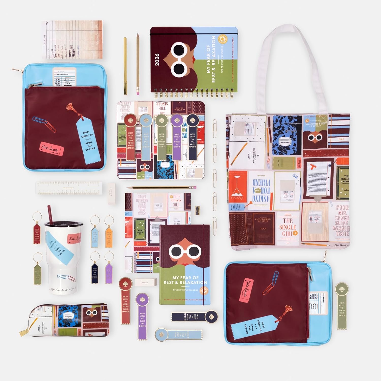 kate spade new york Cute Canvas Tote Bag for Women, Canvas Beach Bag, Book Tote with Pocket (Book Club) - Image 4