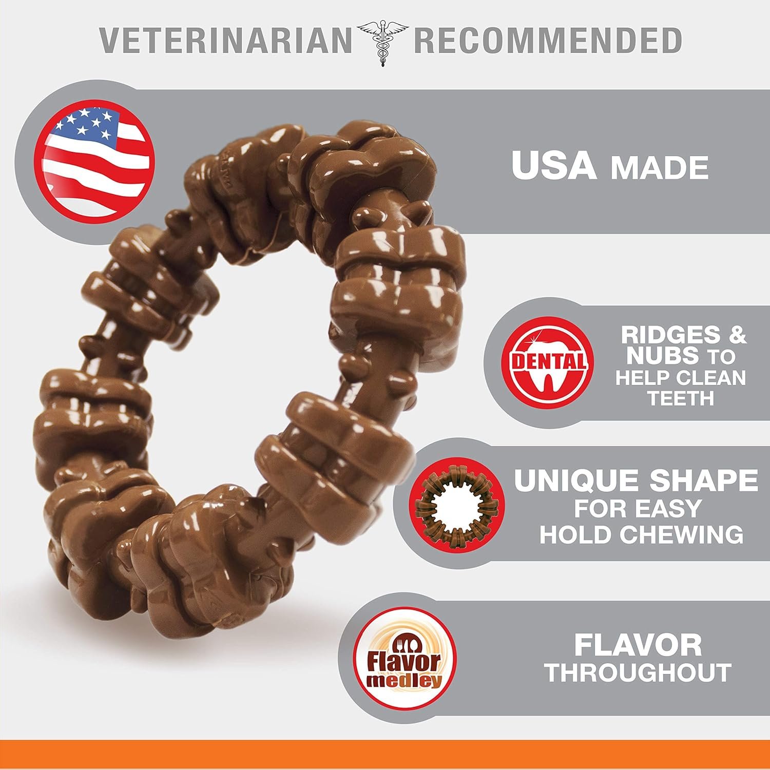 Nylabone Textured Ring Power Chew Toy for Large Dogs, Tough Dog Toys Durable Design, Dog Toys for Extreme Chewers, Flavor Medley, X-Large - 50+ lbs (1 Count) - Image 3