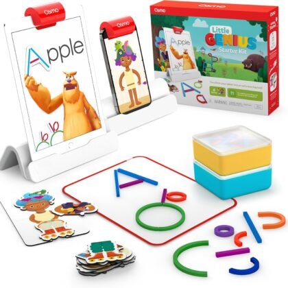 Osmo - Little Genius Starter Kit for iPad & iPhone - 4 Hands-On Learning Games - Ages 3-5 - Problem Solving, Phonics & Creativity (Osmo iPad Base Included), Multicolor