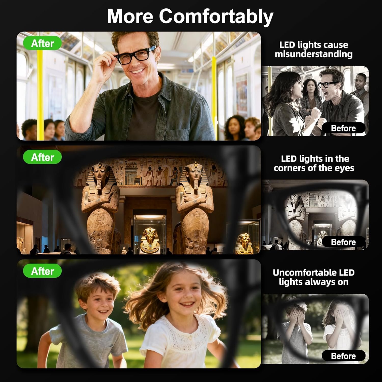 4 Pack LED Light Blocking Covers Compatible with Ray-Ban Meta Wayfarer/Skyler/Headliner & Oakley Meta HSTN Smart Glasses Accessories,Adjustable Blackout Light Covers Meta Glasses - Image 6