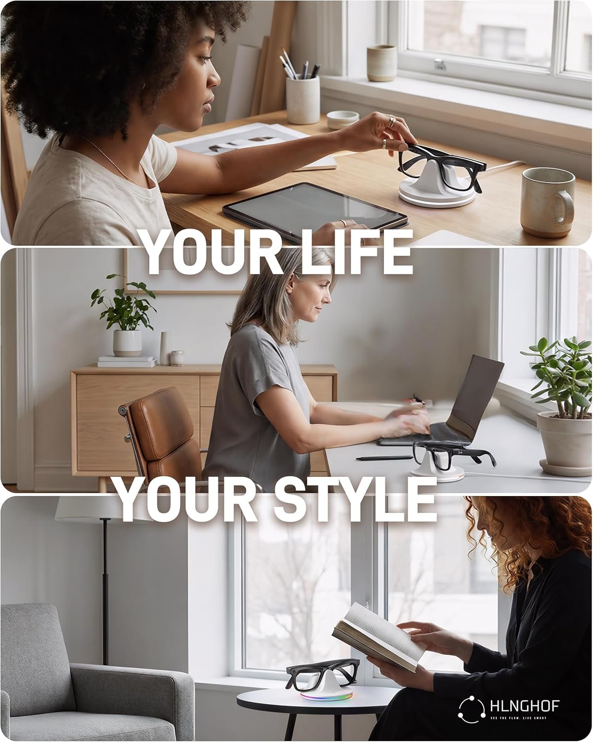 Charging Dock for Ray-Ban Meta Smart Glasses – RGB Desktop Charger Stand Compatible with Wayfarer Gen 2, Skyler, Headliner & Oakley HSTN, Type-C Input, LED Indicator Light, 1h Fast Charge, ABS (White) - Image 5