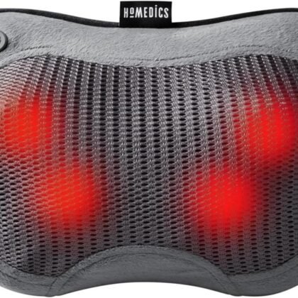 HoMedics®Cordless Shiatsu All-Body Massage Pillow with Soothing Heat, Reverse Function, Rechargeable Battery, and Integrated Controls –Lightweight