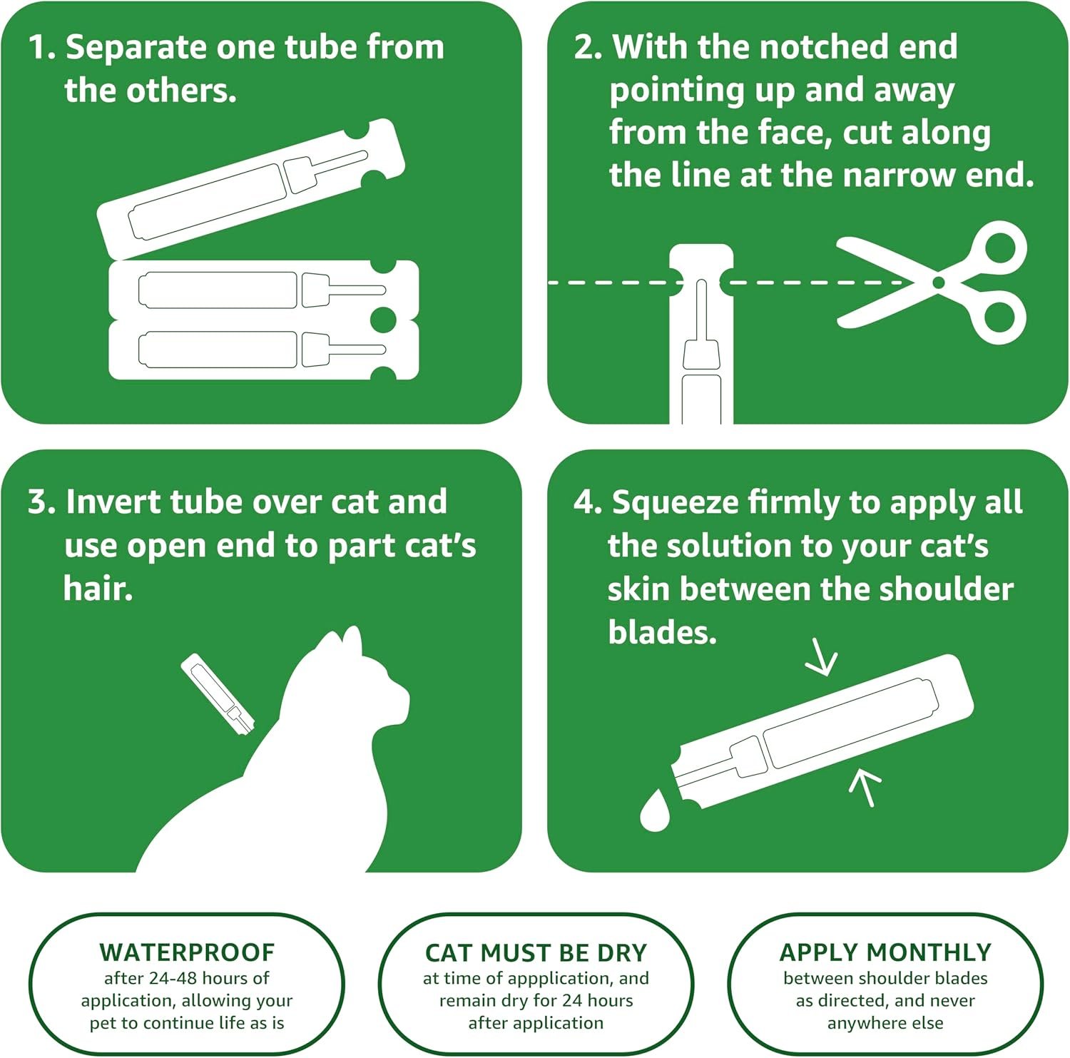 Amazon Basics Flea and Tick Topical Treatment for Cats (Over 1.5 Pounds), 3 Count (Previously Solimo) - Image 4