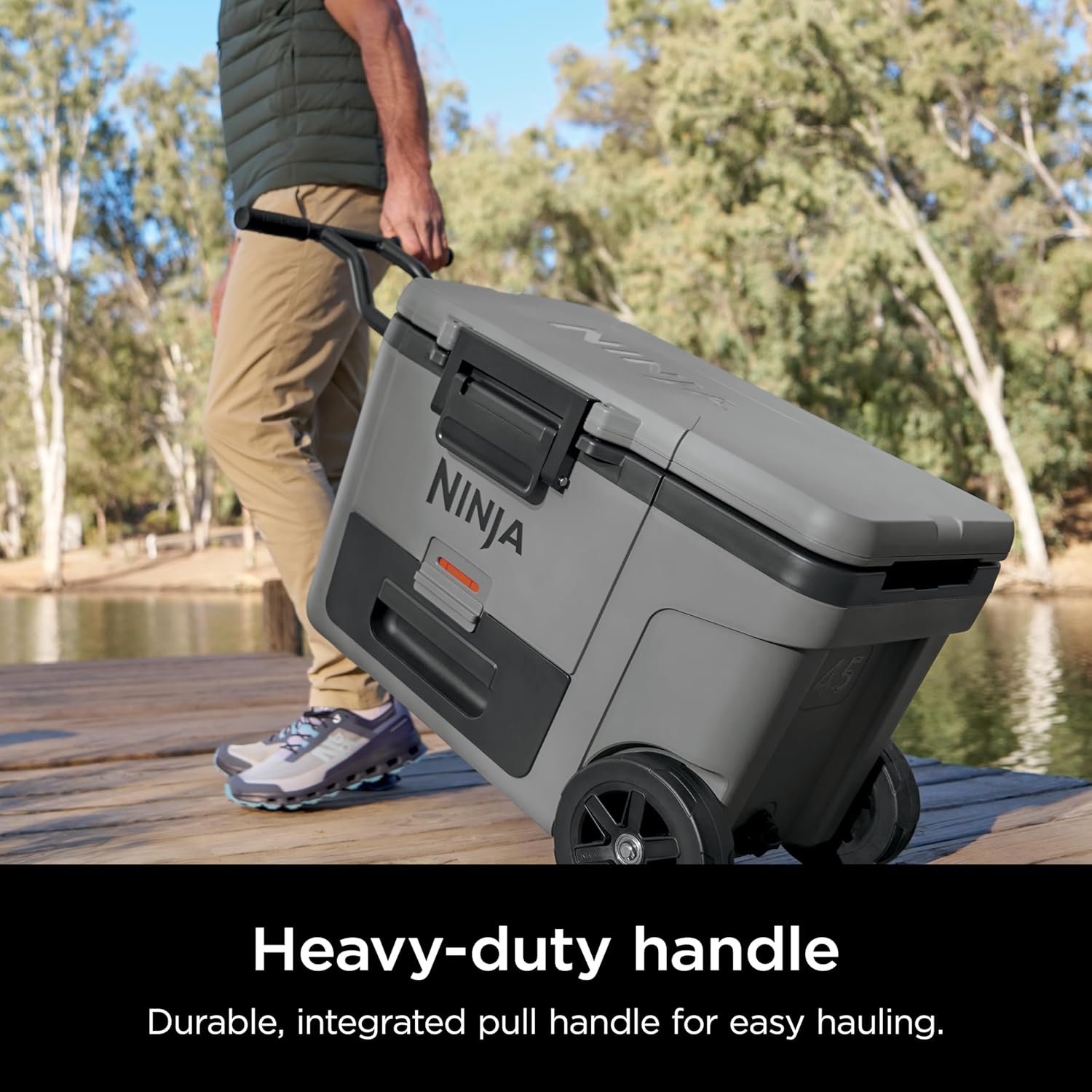 Ninja | Cooler | FrostVault 45QT Cooler with Wheels | Insulated with Temp Dry Storage Drawer | Keeps Ice Cold for Days | for The Beach, Camping, Picnics & More | Slate Gray | FB245GY - Image 5