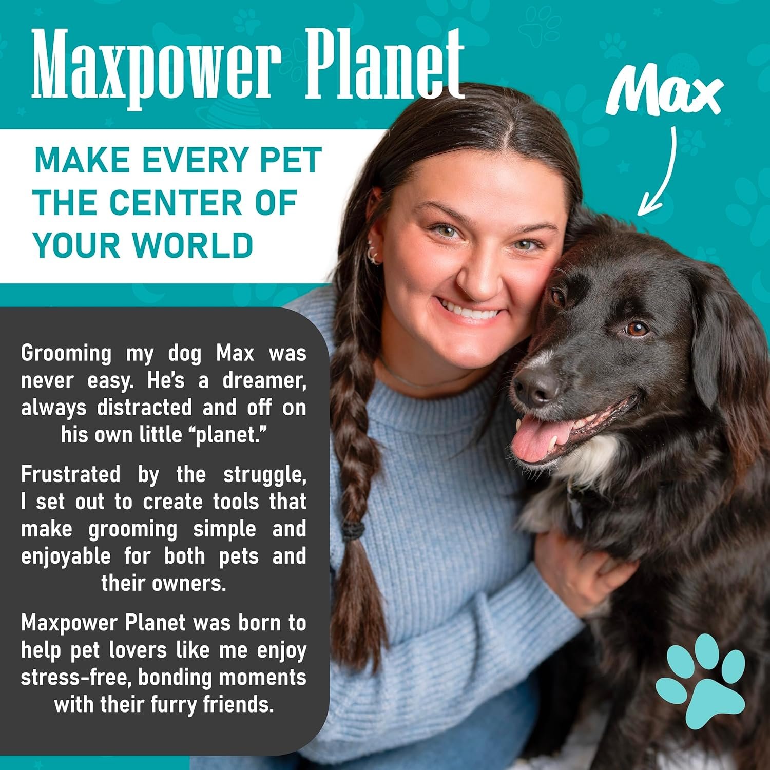 Maxpower Planet Dog Rake and Dog Hair Brush - Gently Removes Loose Undercoat, Mats and Tangled - Deshedding Grooming Tool for Dogs & Cats - Self Cleaning Slicker Brush - All Hair Types - Image 9