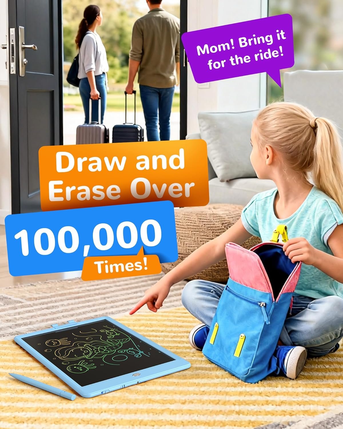 KOKODI LCD Writing Tablet, Gifts for 3 Years Old Boys and Girls,10 Inch Colorful Doodle Board Drawing Tablet, Erasable Reusable Electronic Drawing Pads, Educational and Learning Toys for Kids - Image 5