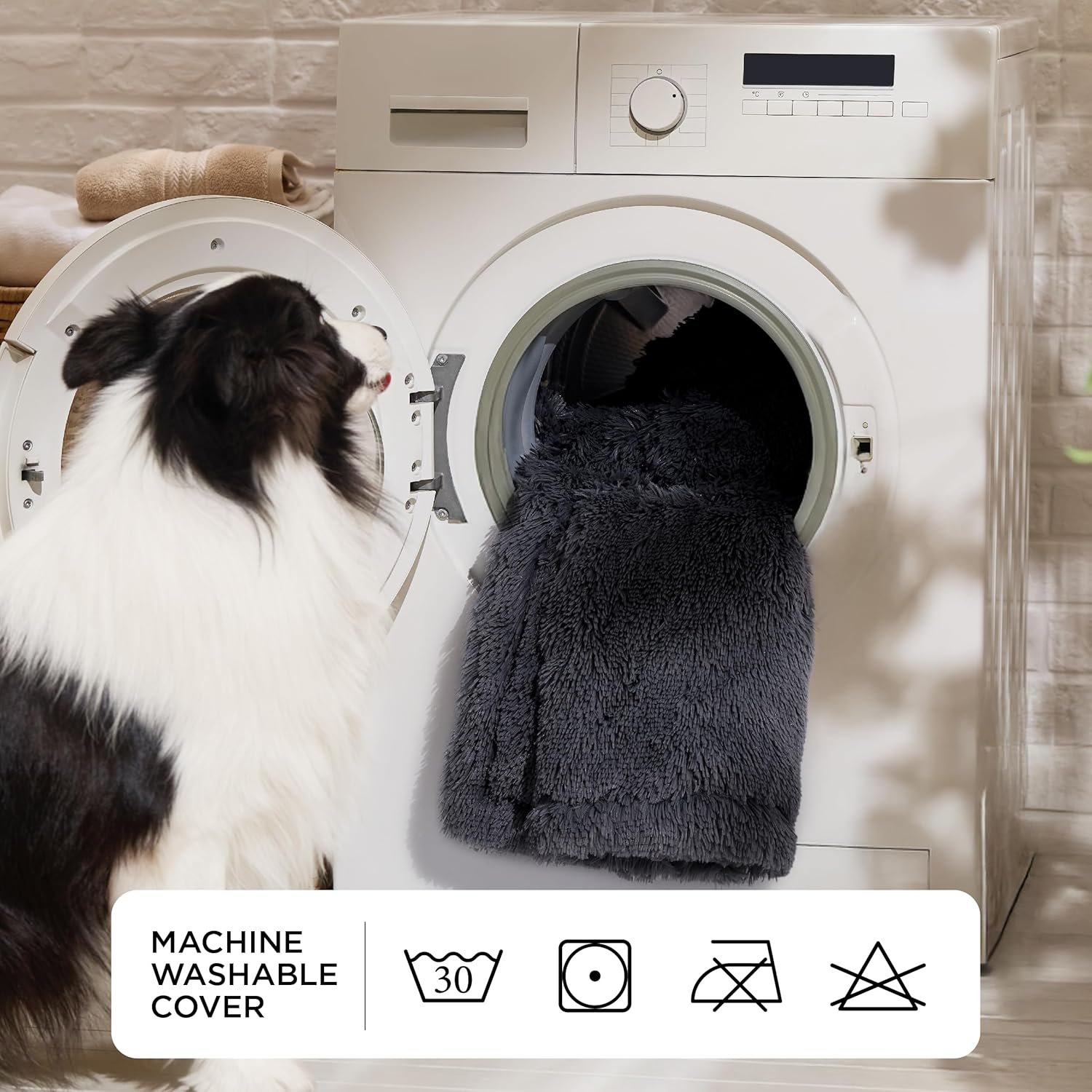 Bedsure Human Dog Bed, 71.0" x 44.0" x 12.0" Calming Giant Human Dog Bed for Adults People Fits Pet Families with Storage Pocket, Fluffy Faux Fur Orthopedic Pet Bean Bed, Dark Grey - Image 9