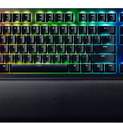 Razer Huntsman V2 TKL Tenkeyless Gaming Keyboard: Fast Linear Optical Switches Gen2 w/Sound Dampeners & 8000Hz Polling Rate - Detachable TypeC Cable - Doubleshot PBT Keycaps - Ergonomic Wrist Rest