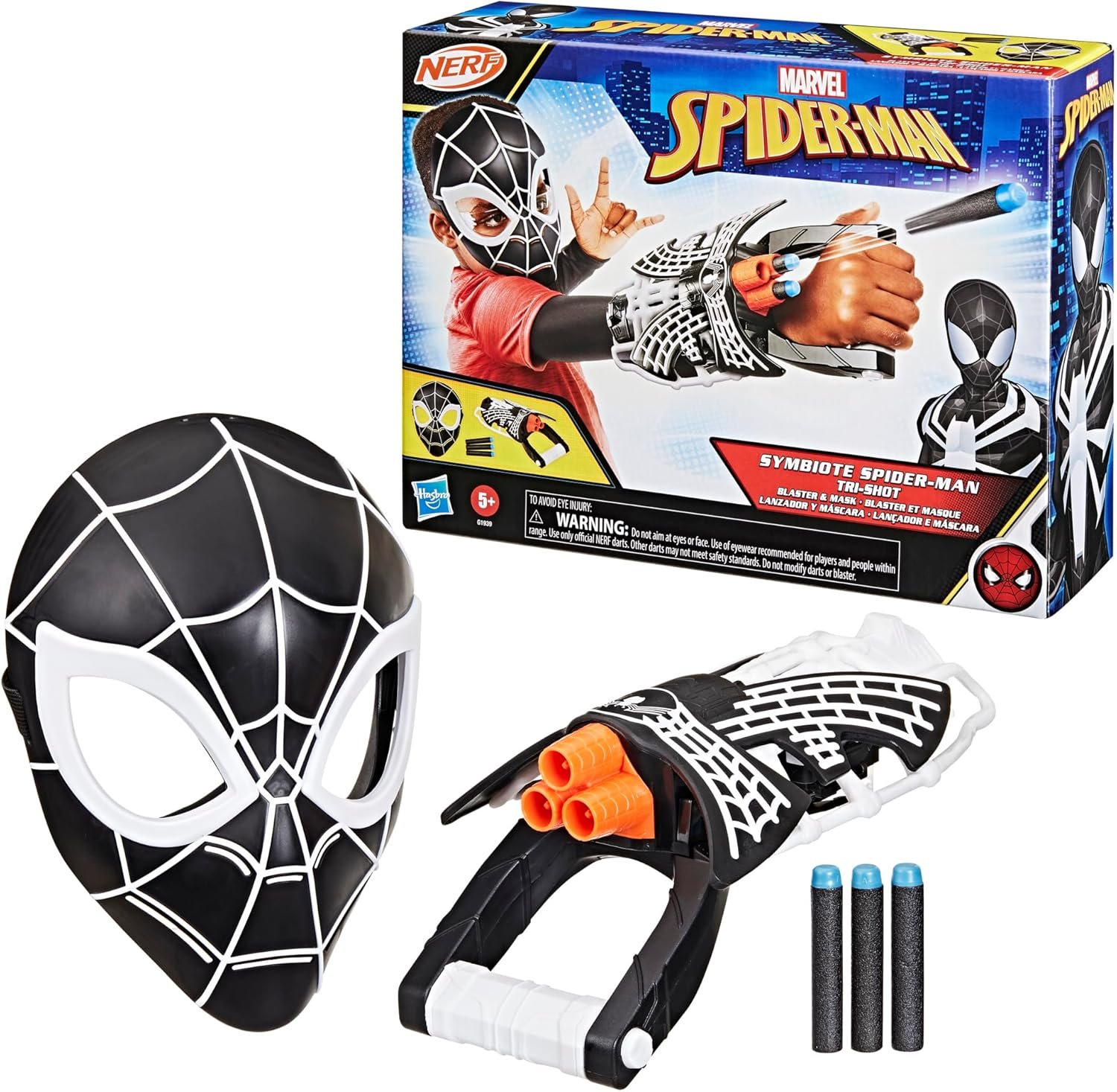 SPIDER-MAN Marvel Symbiote Tri-Shot Blaster & Mask, Role Play Gauntlet & Mask for Costume Additions, Super Hero Toys, Kids, Ages 5+ - Image 10