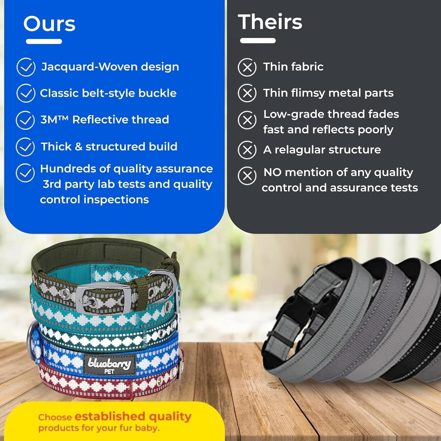 Blueberry Pet Reflective Jacquard Dog Collar with Neoprene Padding & Metal Buckle | Soft & Adjustable Safety Collar - Olive, Neck 13-16.5", for Medium Breed - Image 4