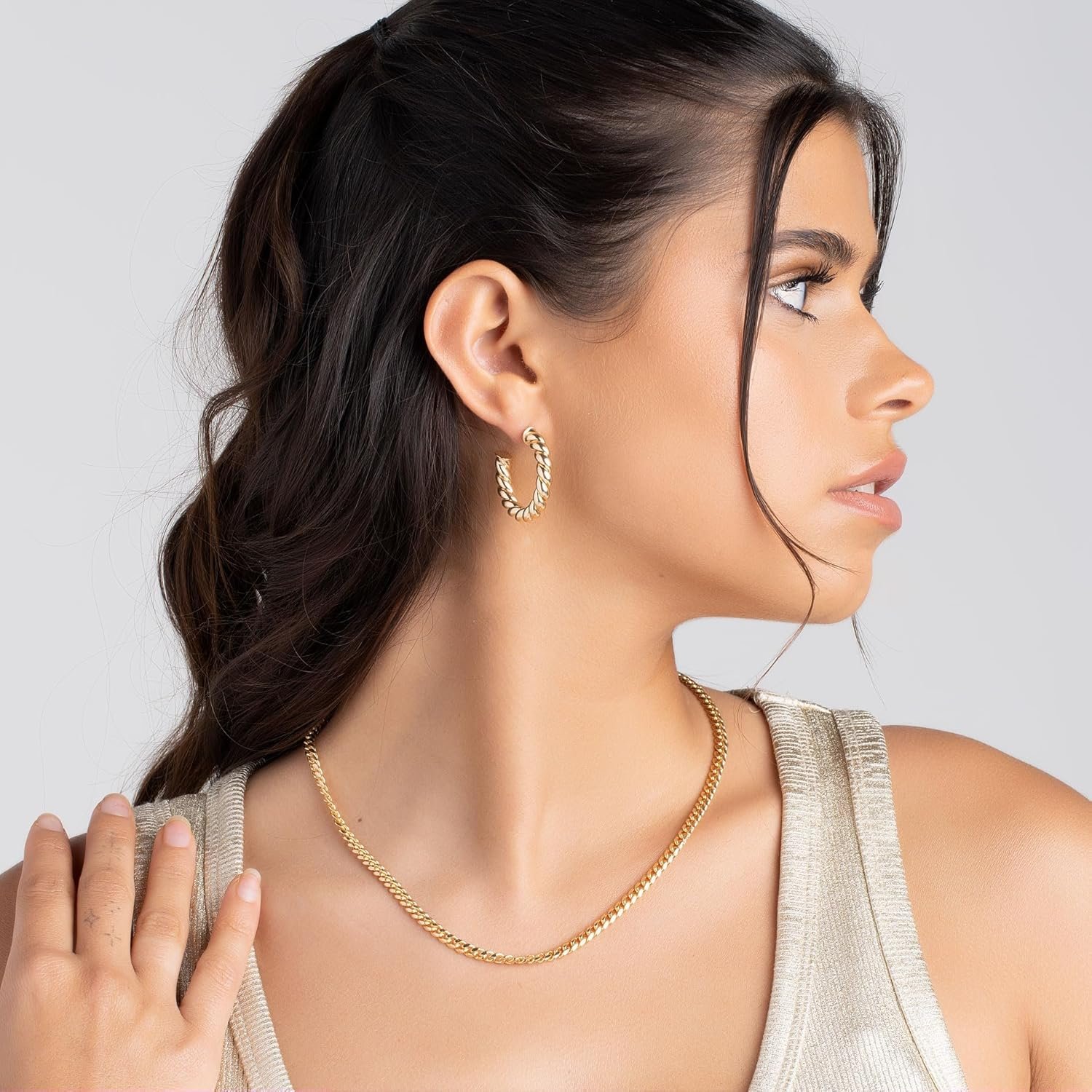 Barzel 18k Gold Plated Chunky Twisted Hoop Earrings, 5mm Thick, 10-40mm Sizes, Open Hoop Earrings for Women - Image 4