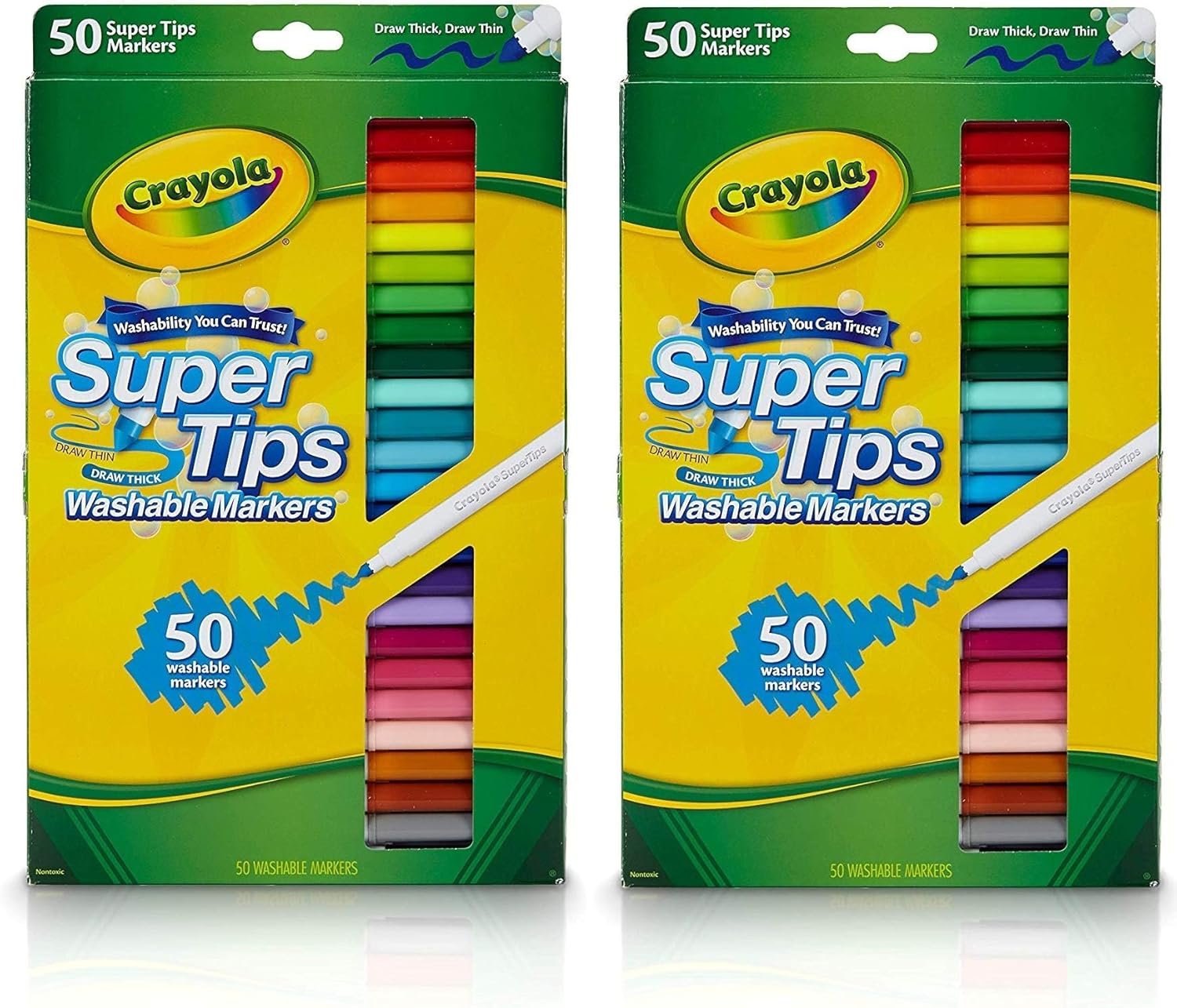 Crayola Super Tips Markers, Washable Markers, Gift, 50 Count-2 Pack