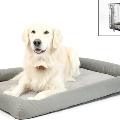 PetFusion Lavender-Infused Dog Bed w/Cooling | Solid Certi-PUR-US Orthopedic Memory Foam | Anti-Anxiety Crate Mat Calming & Soothing | All-Season Temperature Control Cooling Mat | 1 Year Warr.,Grey