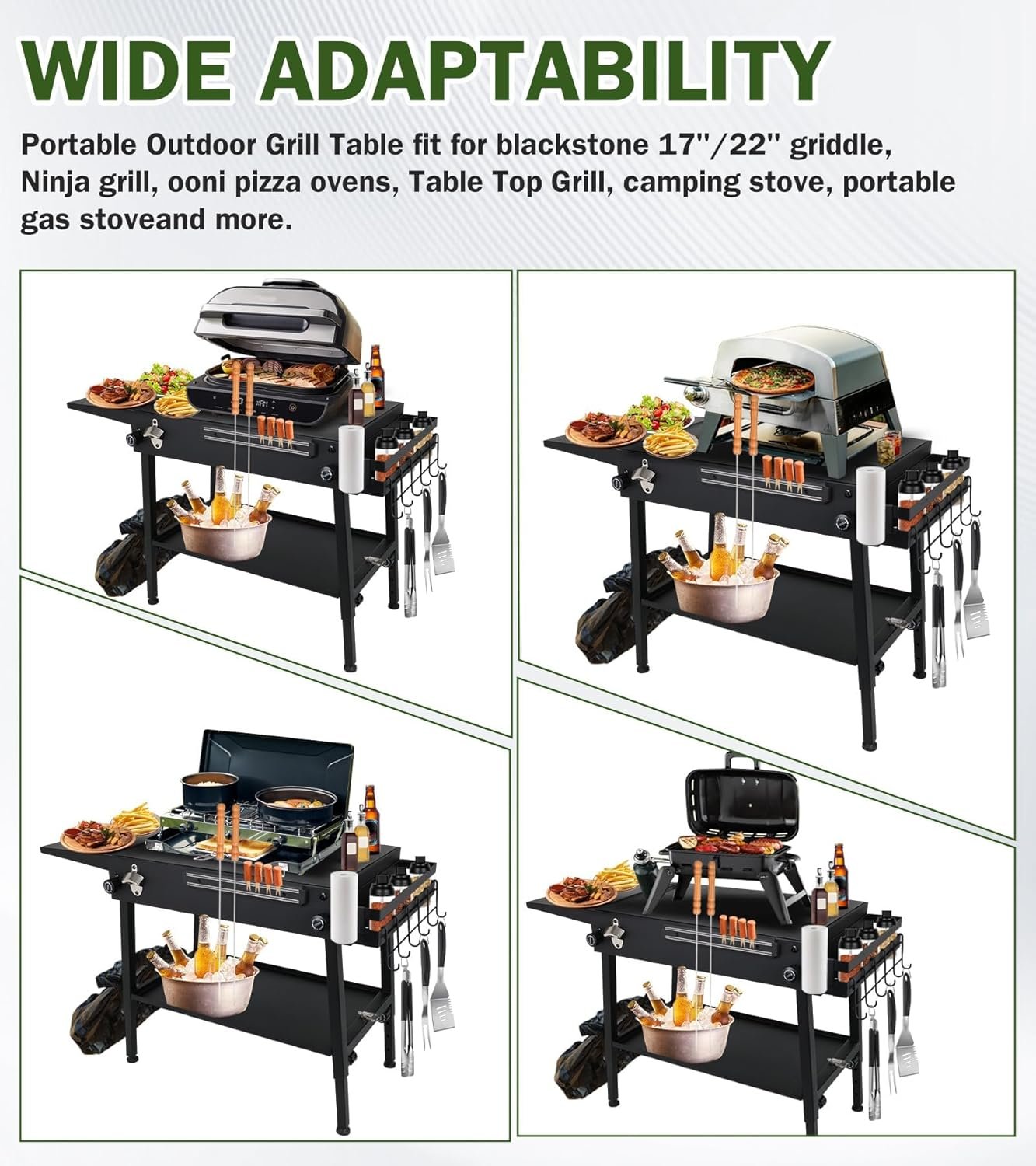 ELITEWILL Griddle Stand With Wheels Portable Outdoor Grill Table Fit for Blackstone 17 Inch Or 22 Inch Griddle Foldable Cart Table Suitable for Travel/Camping and Outdoor Meals - Image 8