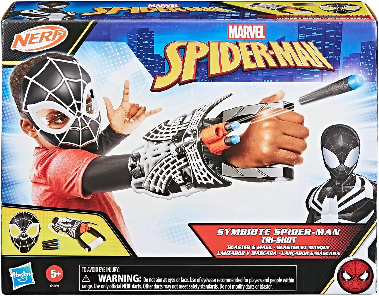SPIDER-MAN Marvel Symbiote Tri-Shot Blaster & Mask, Role Play Gauntlet & Mask for Costume Additions, Super Hero Toys, Kids, Ages 5+ - Image 2