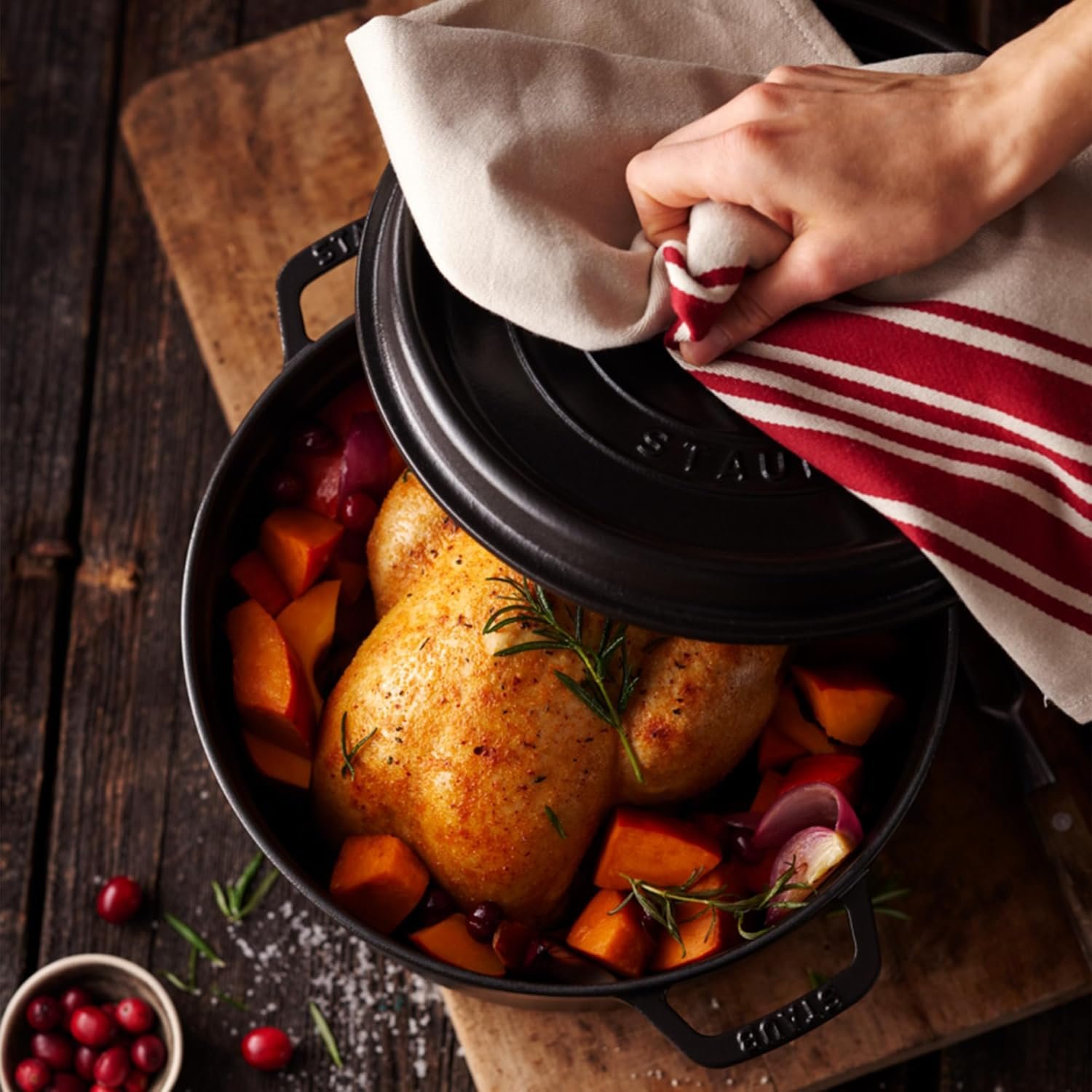 STAUB Cast Iron Dutch Oven 5.5-qt Round Cocotte, Made in France, Serves 5-6, Black Matte - Image 2