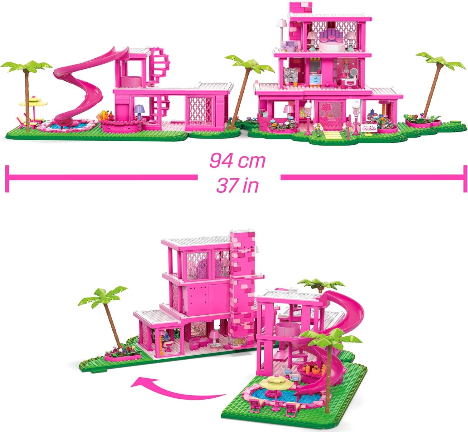 MEGA Barbie The Movie Building Toys Set, DreamHouse Replica with 1795 Pieces, 4 Figures and Accessories, for Adults & Fans - Image 5