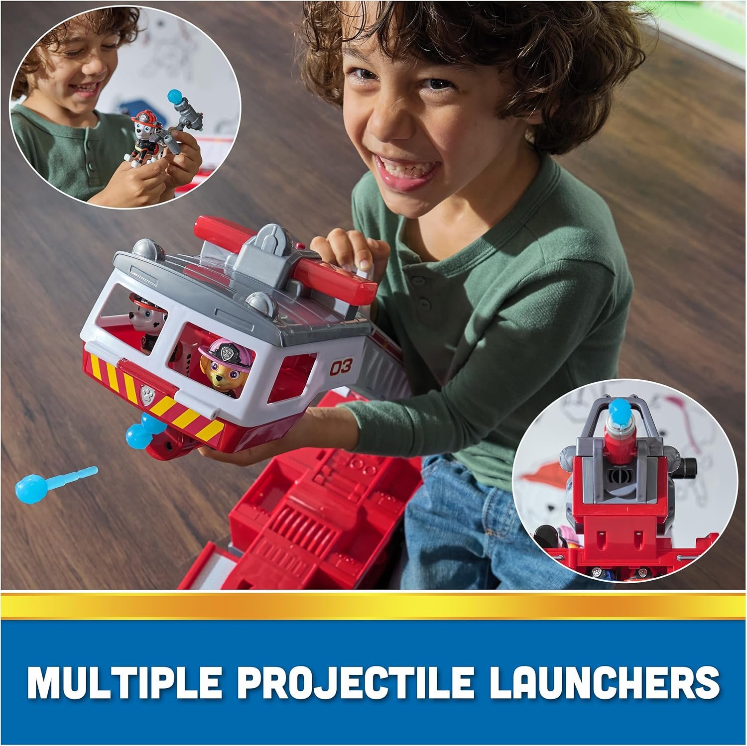 PAW Patrol Ultimate Rescue Fire Truck with 2 Ft. Ladder, Lights, Sounds, a Mini Toy Car, Chase, Marshall & Skye Figures, Toys for Boys & Girls Ages 3+ - Image 4