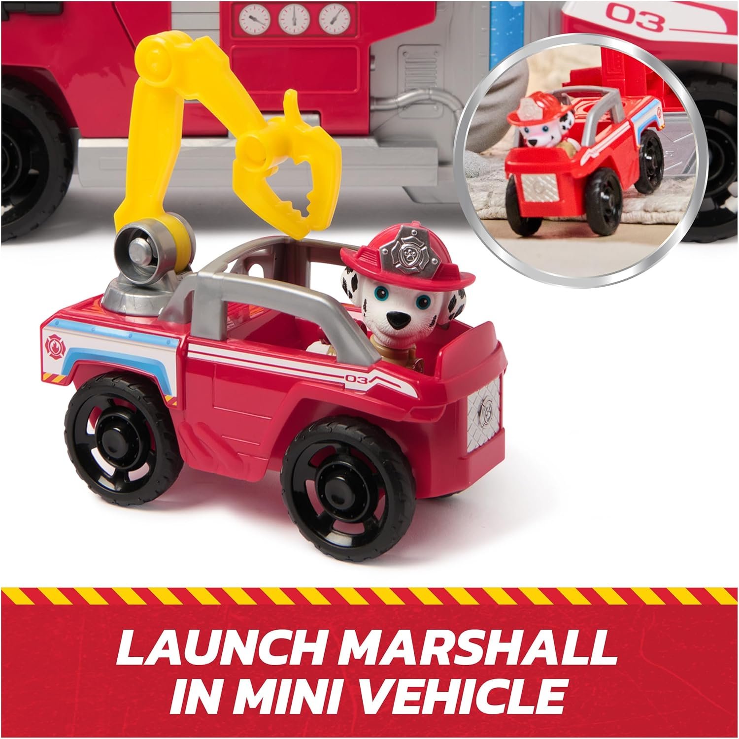 Paw Patrol Fire Rescue: Rapid Reload Fire Truck with Marshall Figure, Quick-Fire Launcher, Lights & Sounds, Kids Toys for Boys & Girls Ages 3 and Up - Image 7