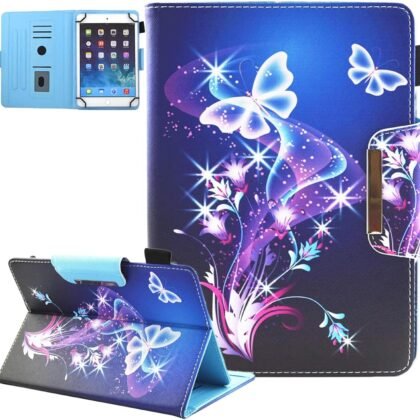 JZCreater 10 Inch Tablet Case, Universal 10 10.1 Inch Android Tablet Cover, Multi-Angle Viewing Stand Case for 9.5-10.5 Inch Tablet, Purple Butterfly
