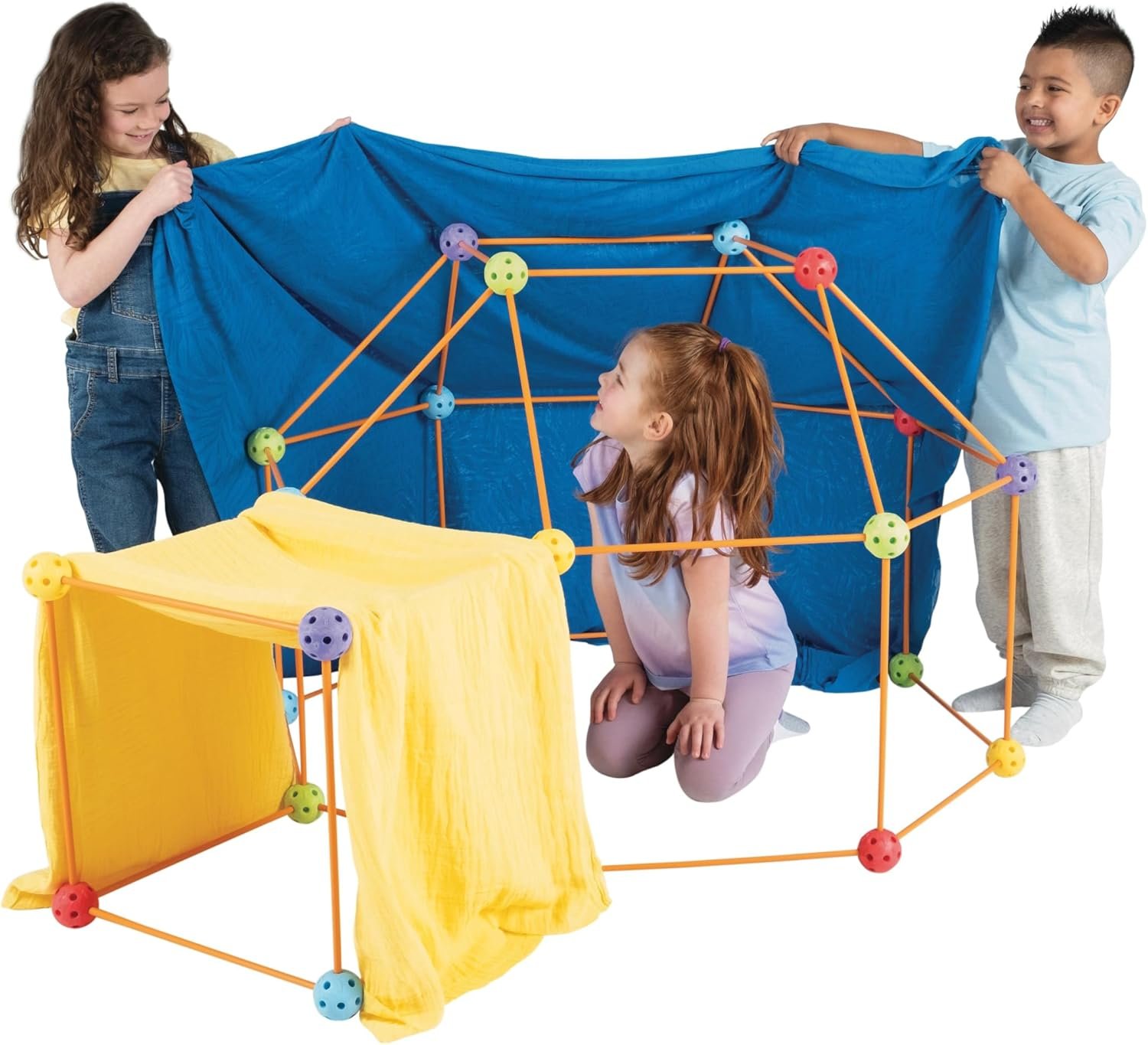 crazy forts Everest Toys Multicolor - 69 Piece Fort Building Kit - Buildable Indoor or Outdoor Kids DIY Stem Toy - Image 2