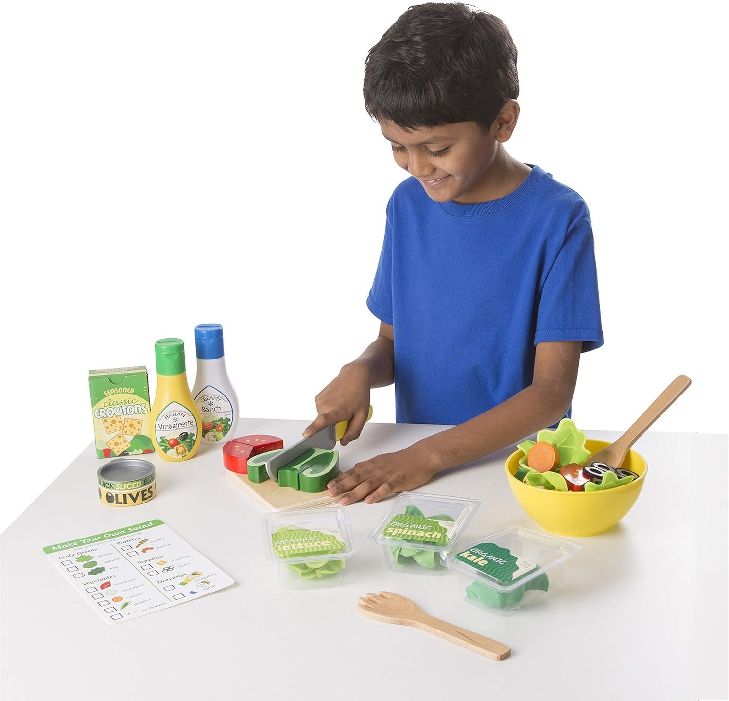 Melissa & Doug Slice and Toss Salad Play Food Set – 52 Wooden and Felt Pieces - Image 8