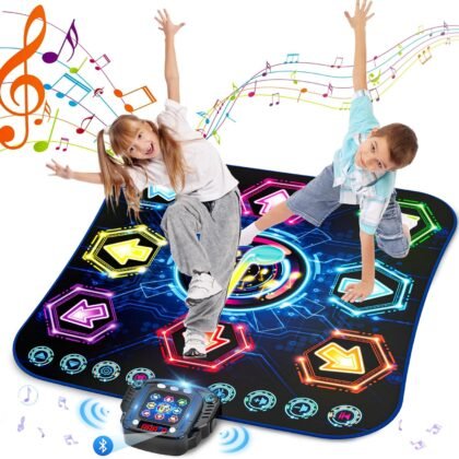 Dance Mat, 2025 Light Up 8-Button Dance Pad with Wireless Bluetooth, Upgraded Flowing Light Control System with Stands, Kids Toys Music Games Birthday for 3-12 Year Old Boys Girls
