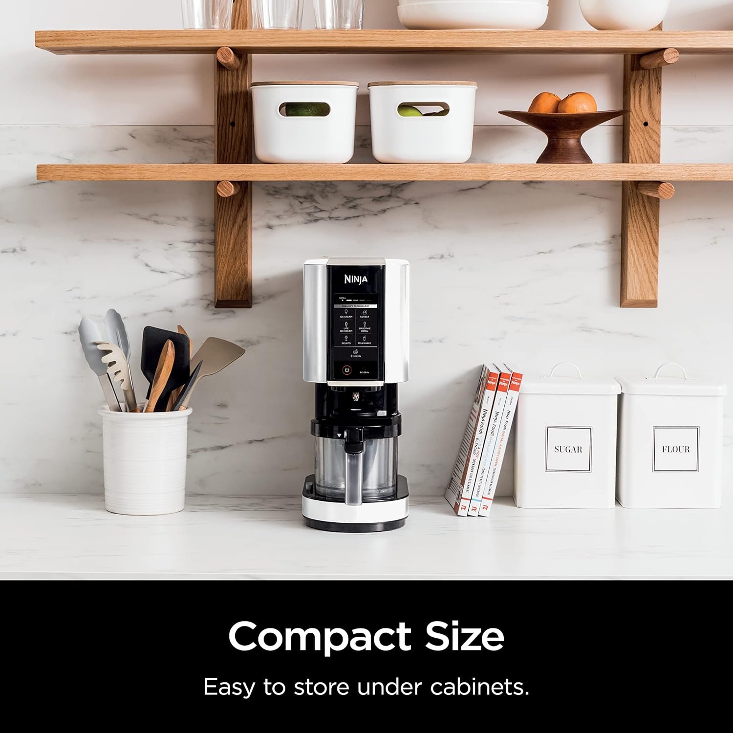 Ninja CREAMi Ice Cream Maker, 7 One-Touch Programs, with (2) Pint Containers & Lids, Compact Size, White (NC301WHBBB) - Image 5