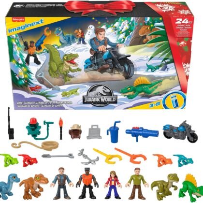 Fisher-Price Imaginext Jurassic World Advent Calendar, Christmas Gift of 25 Dinosaur Toys & Figures for Preschool Kids Ages 3+ Years