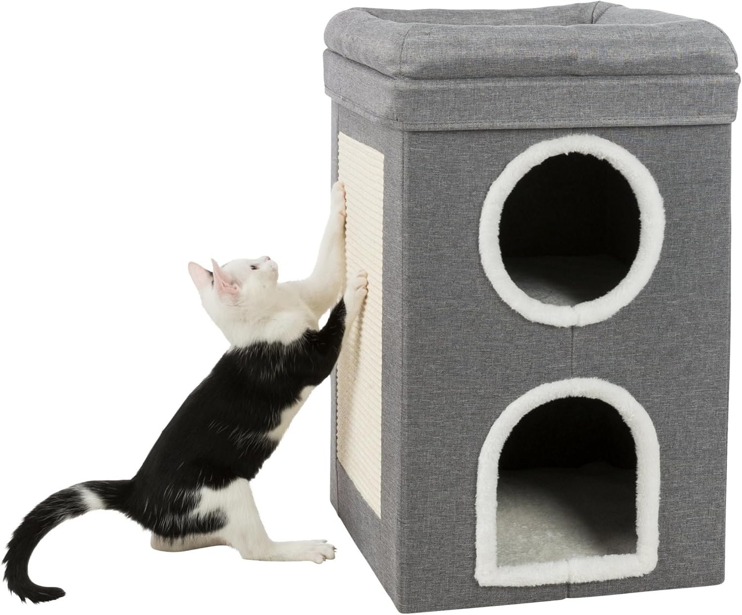 TRIXIE Saul Cat Condo | 2-Story Condo Tower | Scratching Surface | Foldable for Easy Storage | Gray - Image 3