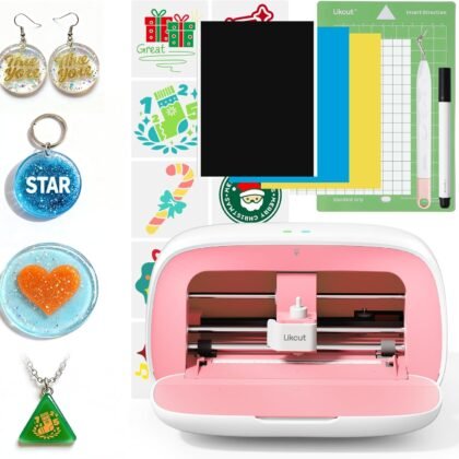 Likcut Vinyl Cutter Machine, Upgrade Cutting Machine Glee S501 for DIY Joy, Portable Smart Cutting Tool for Crafter, Sticker Decal Maker Printing for Resin Charms, Art Resin & Jewelry-Making Projects