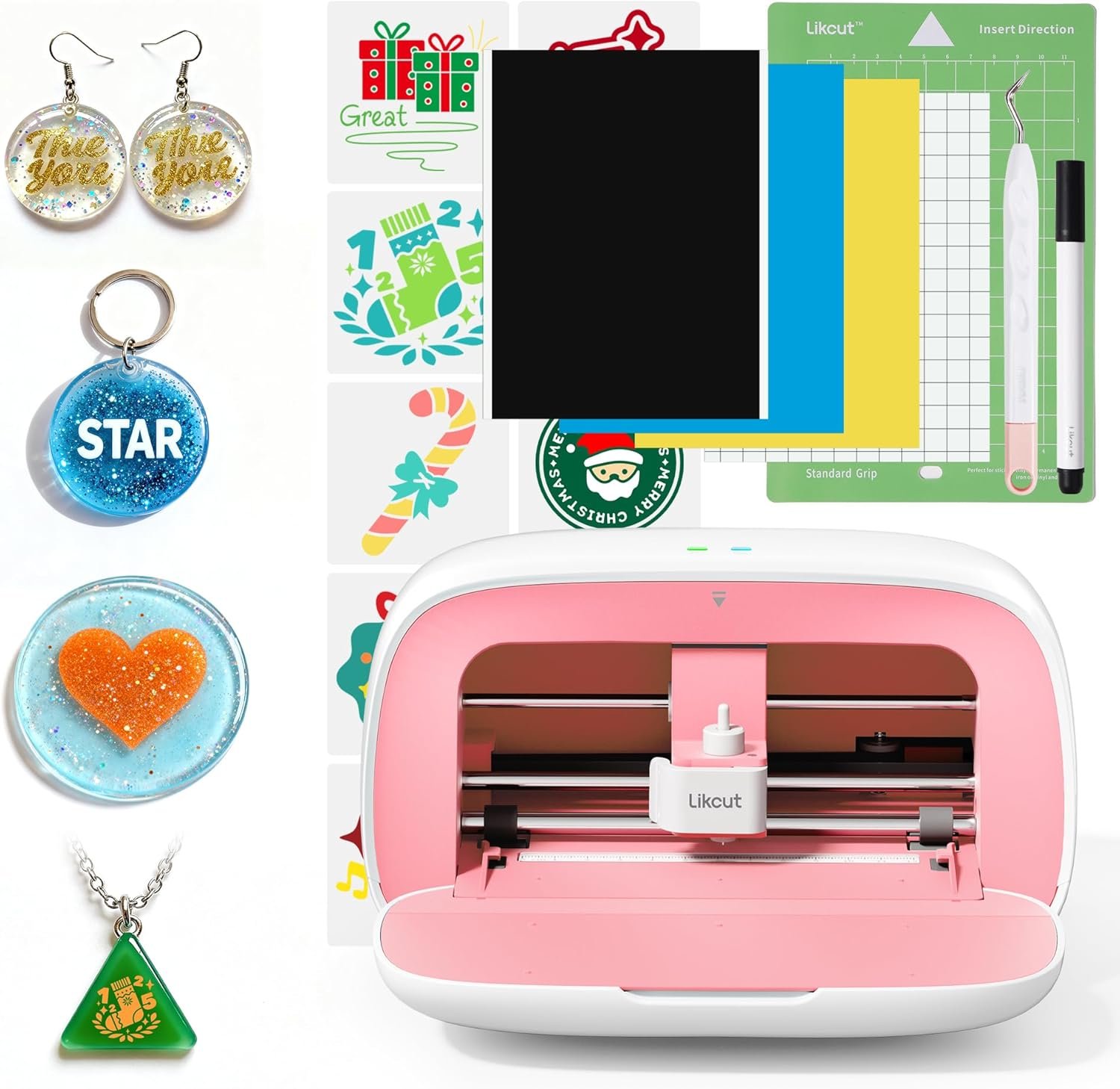 Likcut Vinyl Cutter Machine, Upgrade Cutting Machine Glee S501 for DIY Joy, Portable Smart Cutting Tool for Crafter, Sticker Decal Maker Printing for Resin Charms, Art Resin & Jewelry-Making Projects