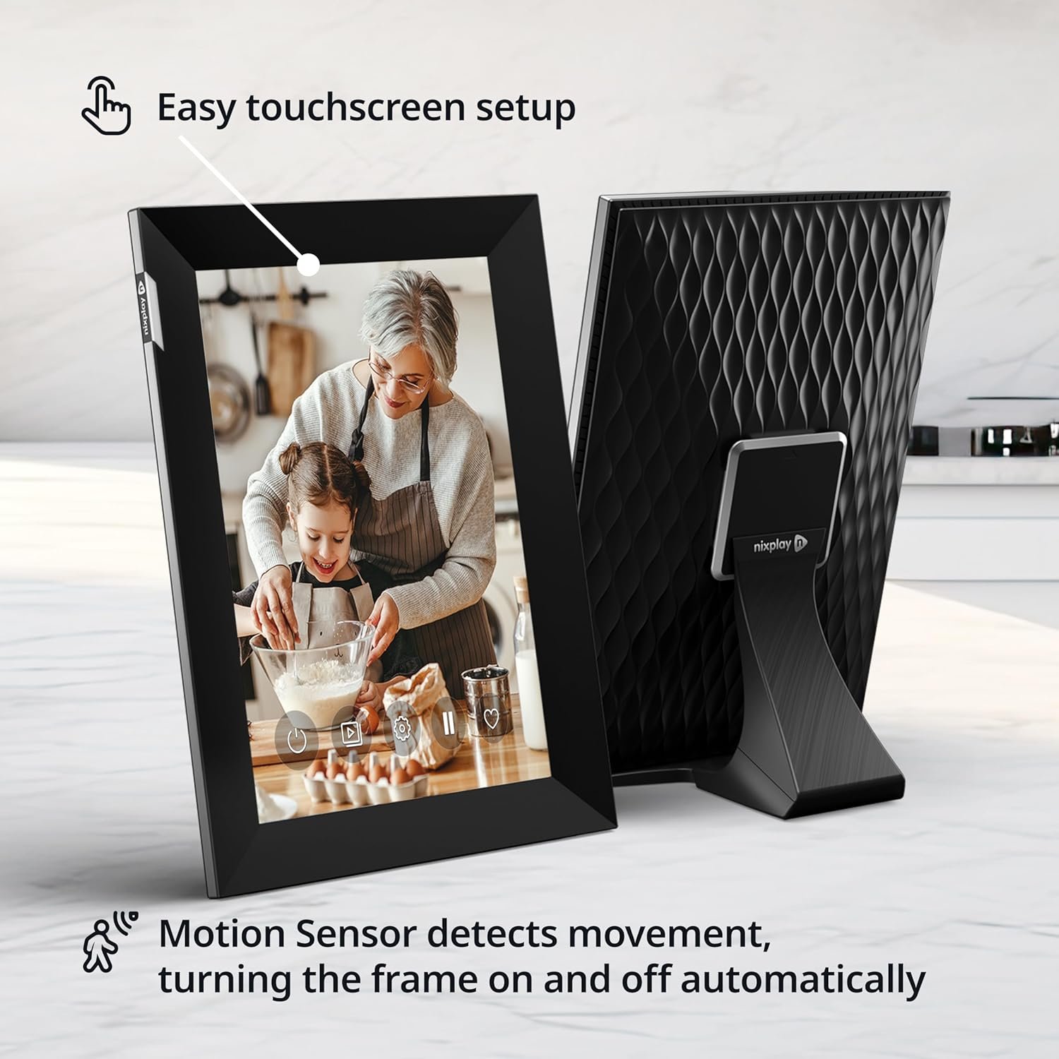 Nixplay Digital Touch Screen Picture Frame with WiFi - 10.1” Photo Frame, Connecting Families & Friends (Black/Silver) - Image 2