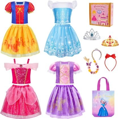 Meland Princess Dress Up for Girls - Dress Up Clothes for Girl Age 3-8 Year Old, Gift Idea for Birthday Christmas