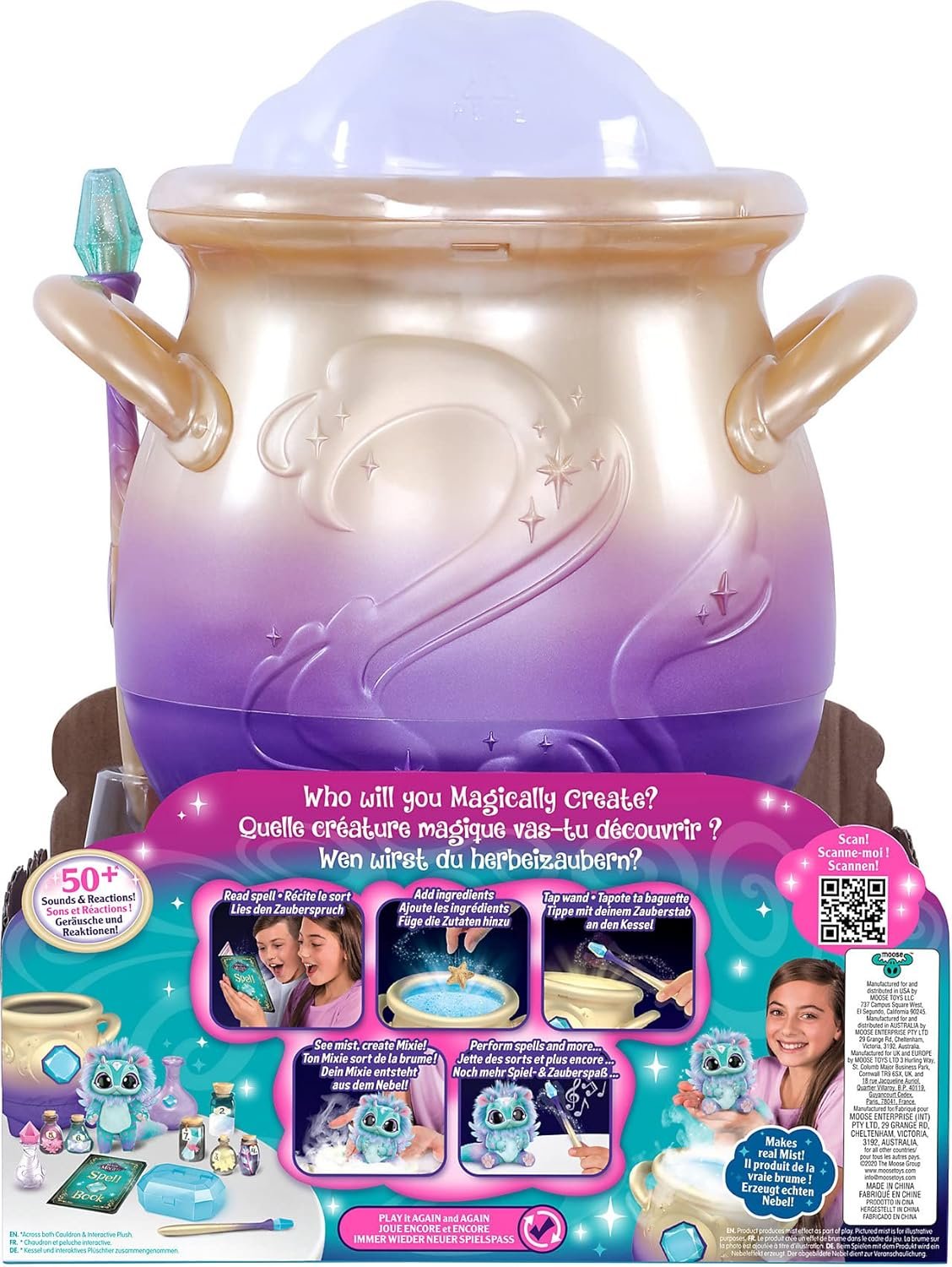 Cream Tea Magic Mixies Magical Misting Cauldron with Interactive 8 inch Blue Plush Toy and 50+ Sounds and Reactions, Multicolor - Image 9