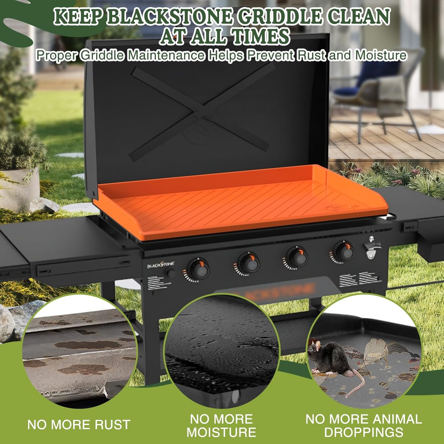 Silicone Griddle Cover for Omnivore Blackstone 36" Griddle, Heavy Duty Food Grade Silicone Grill Protective Mat for Blackstone Accessories,Full-Edge Coverage Design Protect from Dirt,Rust(Orange) - Image 4