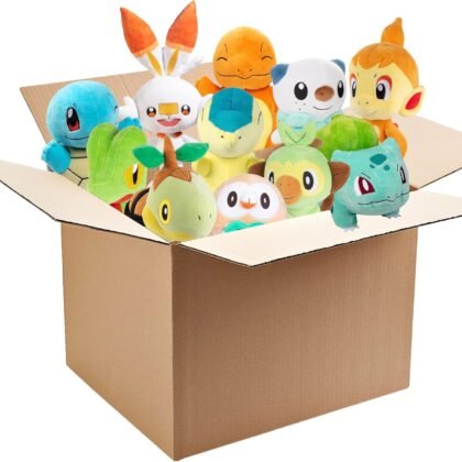 Pokemon Fire, Grass or Water Type 8" Plush Mystery Blind Box 3-Pack - Get Three Officially Licensed 8 Inch Pokemon - Authentic Collectible Soft Stuffed Animal Toy Figures - Gift for Kids, Boys, Girls