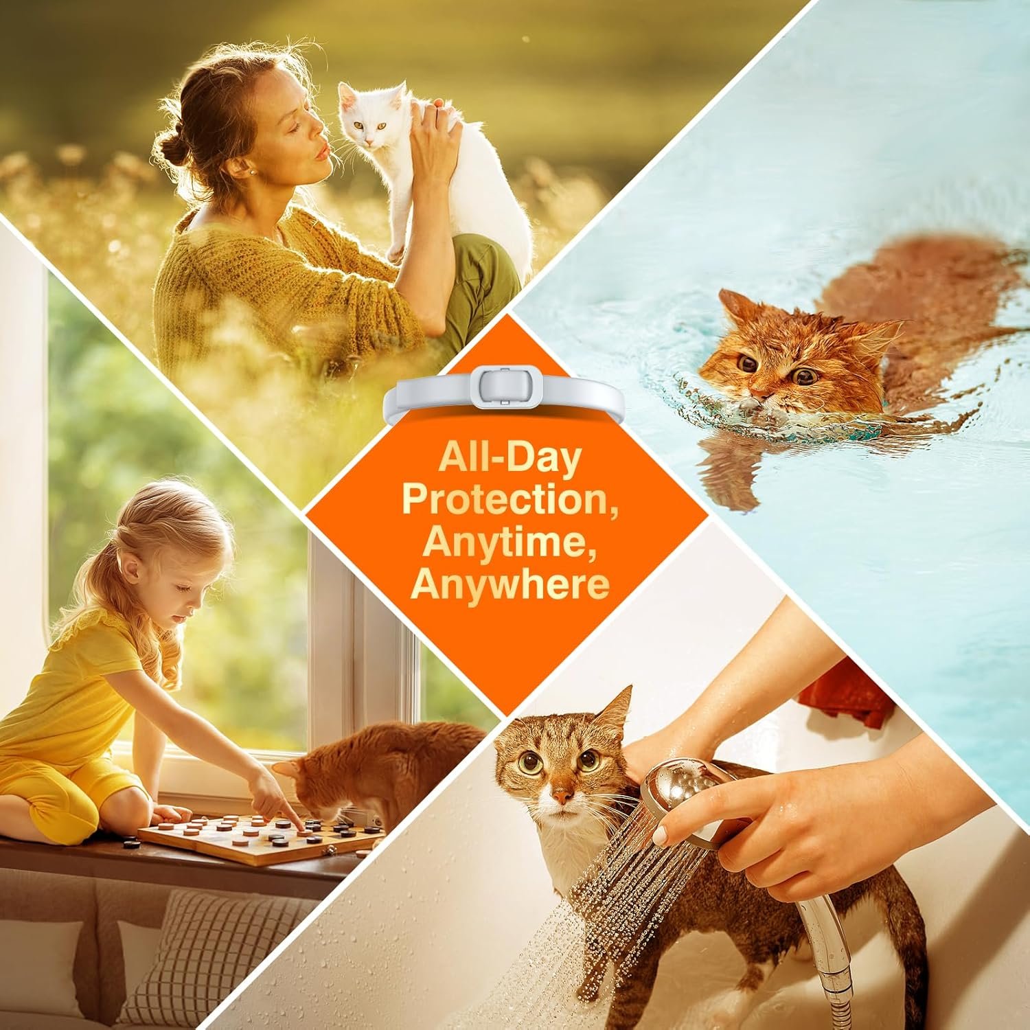 Natural Flea and Tick Collar for Cats – 4 Pack, 8 Months Long-Lasting Protection, Waterproof, Adjustable Size for Kittens and Adult Cats - Image 4